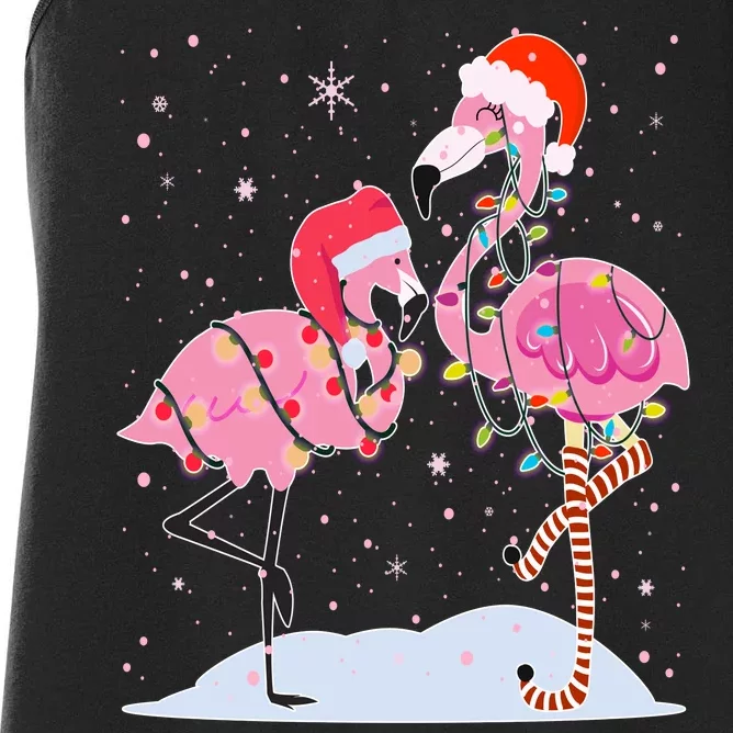 Cute Christmas Festive Flamingos Women's Racerback Tank