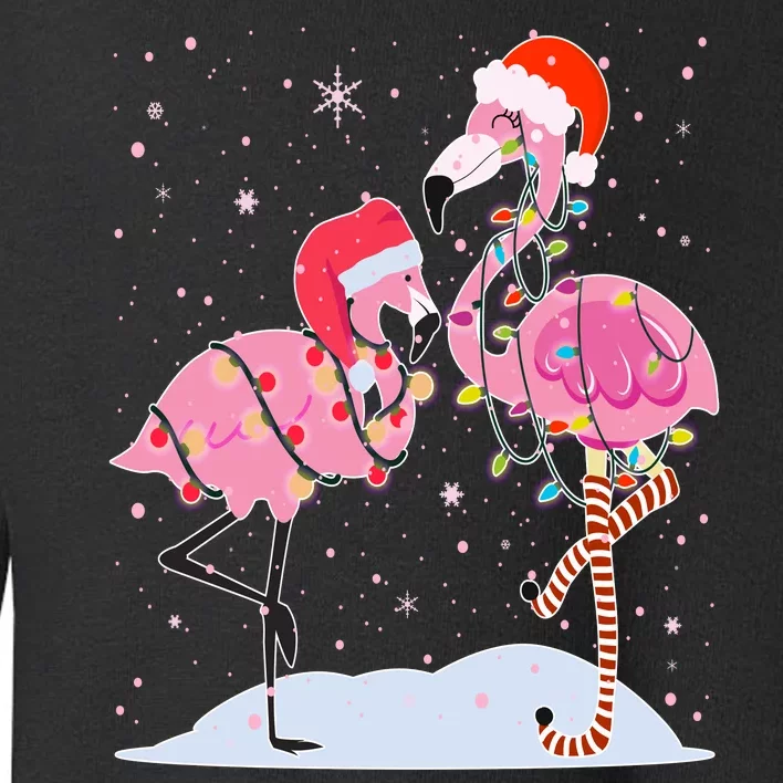 Cute Christmas Festive Flamingos Toddler Sweatshirt