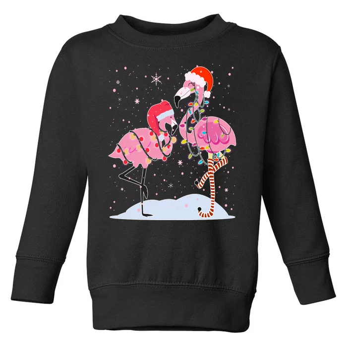 Cute Christmas Festive Flamingos Toddler Sweatshirt