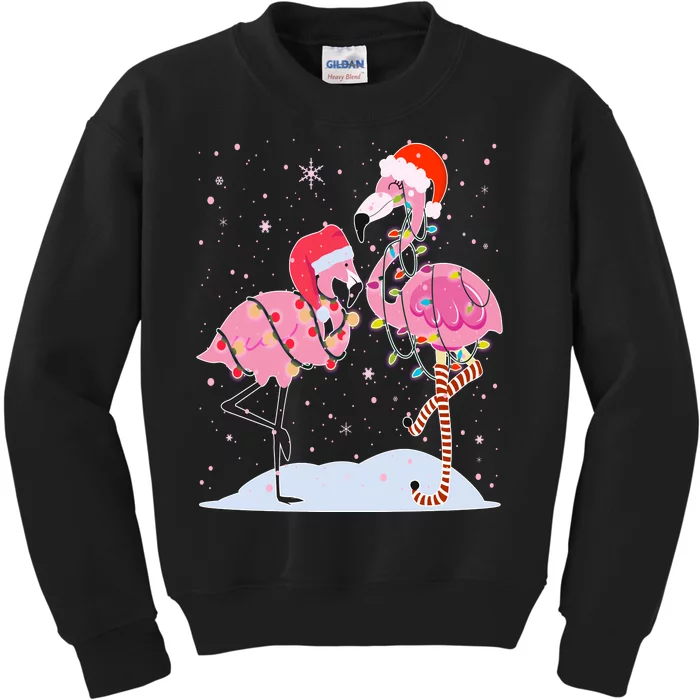 Cute Christmas Festive Flamingos Kids Sweatshirt