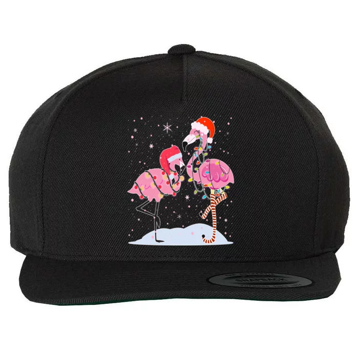 Cute Christmas Festive Flamingos Wool Snapback Cap