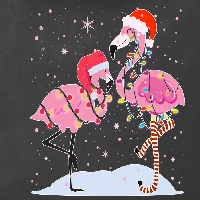 Cute Christmas Festive Flamingos Zip Tote Bag