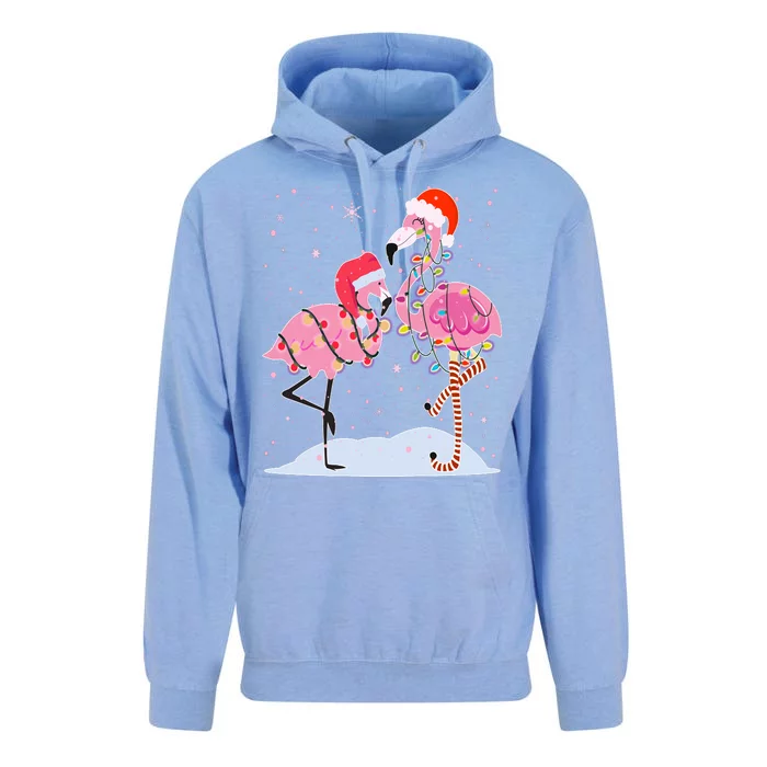 Cute Christmas Festive Flamingos Unisex Surf Hoodie