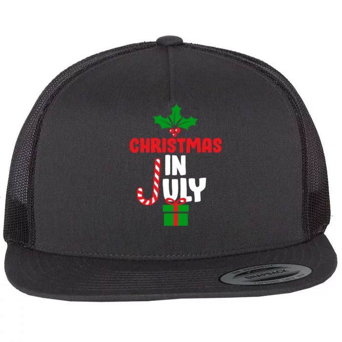 Cute Christmas In July Flat Bill Trucker Hat