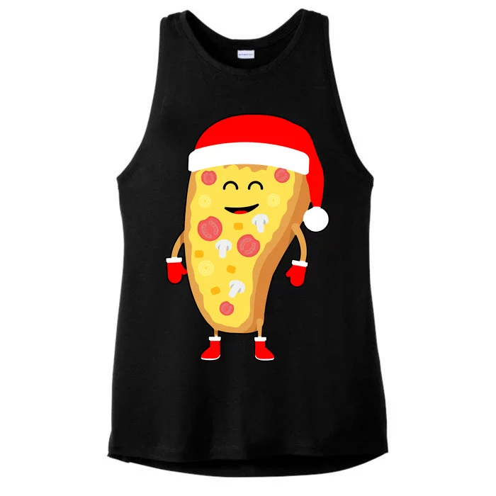 Cute Christmas Pizza Guy Ladies Tri-Blend Wicking Tank