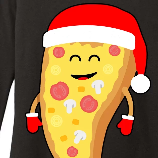 Cute Christmas Pizza Guy Womens CVC Long Sleeve Shirt