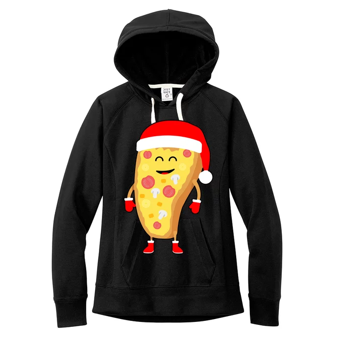 Cute Christmas Pizza Guy Women's Fleece Hoodie