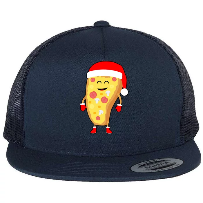 Cute Christmas Pizza Guy Flat Bill Trucker Hat