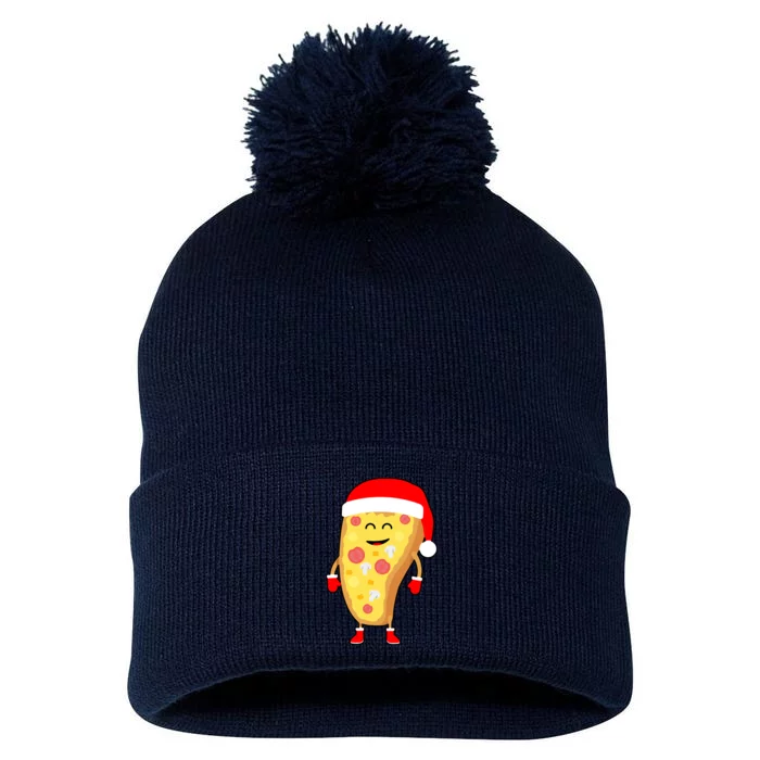 Cute Christmas Pizza Guy Pom Pom 12in Knit Beanie