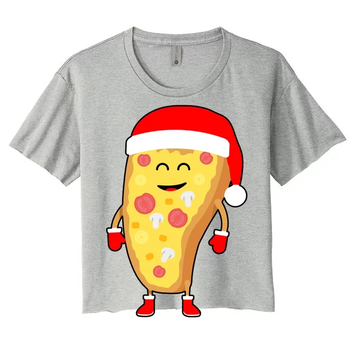 Cute Christmas Pizza Guy Women's Crop Top Tee