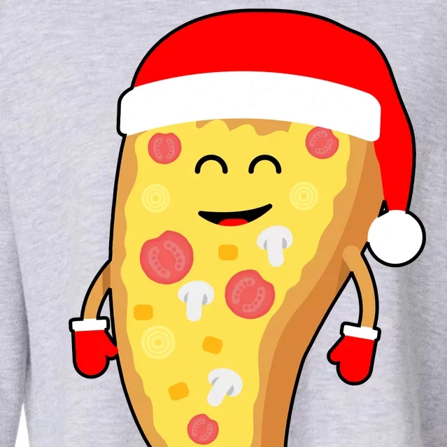 Cute Christmas Pizza Guy Cropped Pullover Crew