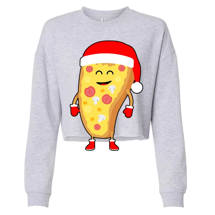 Cute Christmas Pizza Guy Cropped Pullover Crew