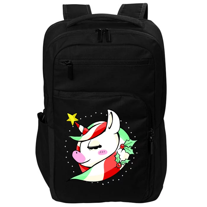 Cute Christmas Unicorn Star Mistletoe Impact Tech Backpack