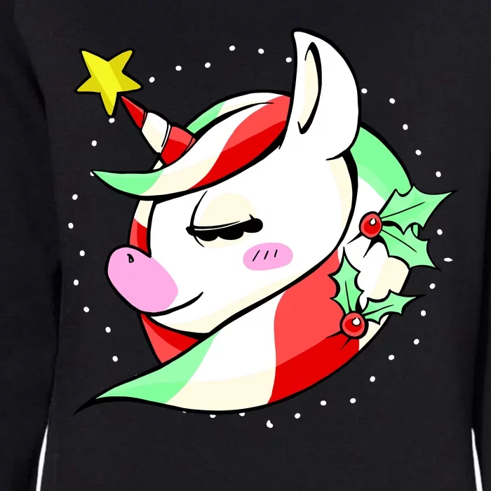 Cute Christmas Unicorn Star Mistletoe Womens California Wash Sweatshirt