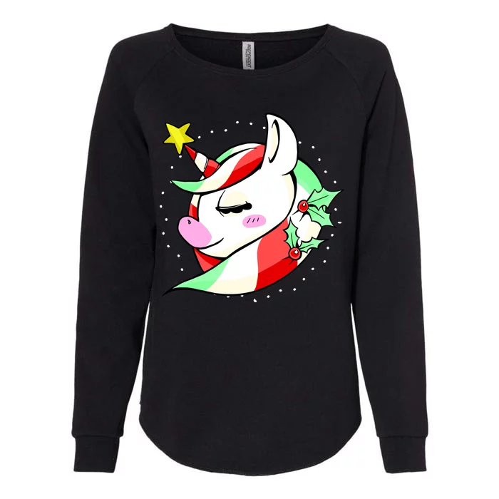 Cute Christmas Unicorn Star Mistletoe Womens California Wash Sweatshirt