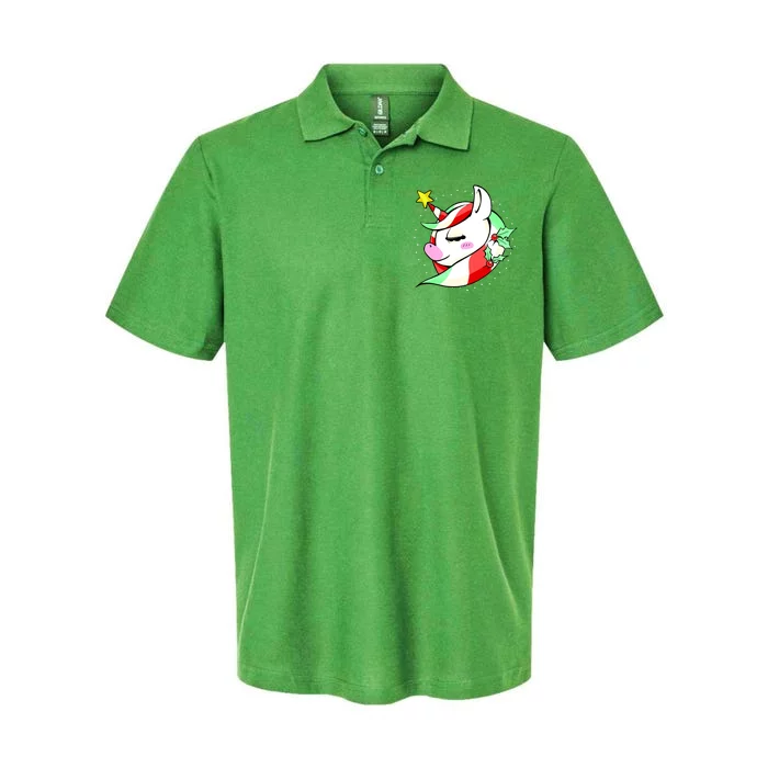 Cute Christmas Unicorn Star Mistletoe Softstyle Adult Sport Polo