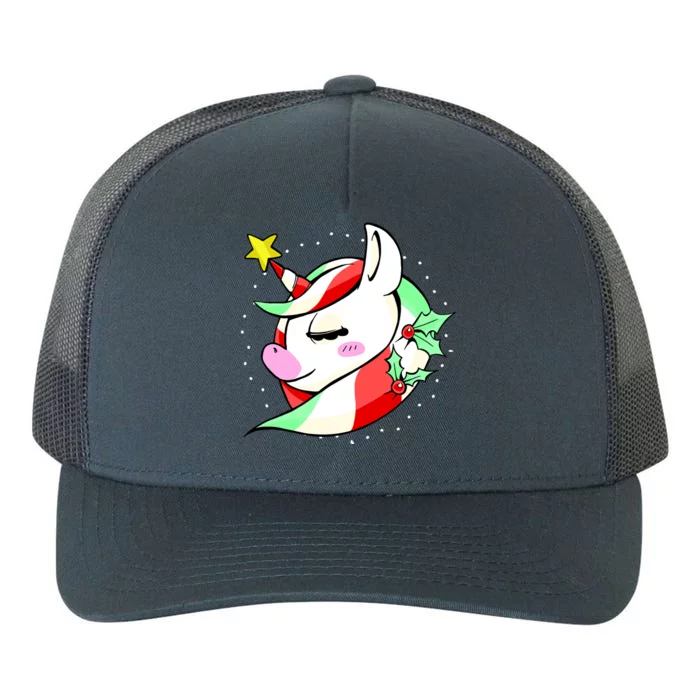 Cute Christmas Unicorn Star Mistletoe Yupoong Adult 5-Panel Trucker Hat