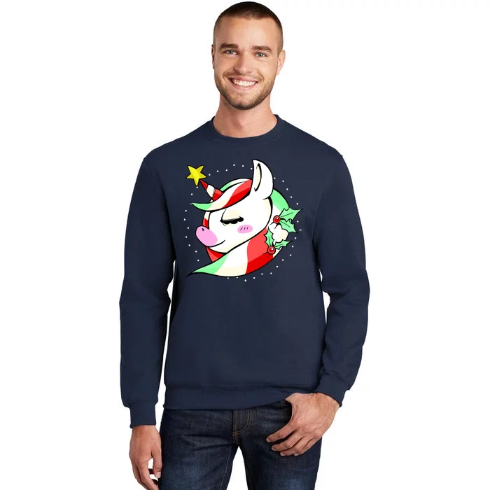 Cute Christmas Unicorn Star Mistletoe Tall Sweatshirt