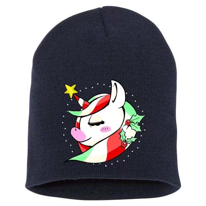 Cute Christmas Unicorn Star Mistletoe Short Acrylic Beanie