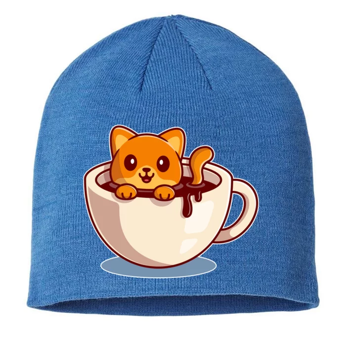 Cute Coffee Kitty 8 1/2in Sustainable Knit Beanie