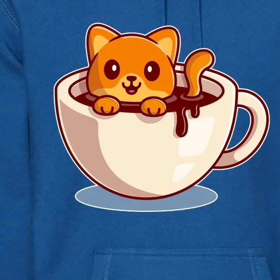 Cute Coffee Kitty Premium Hoodie