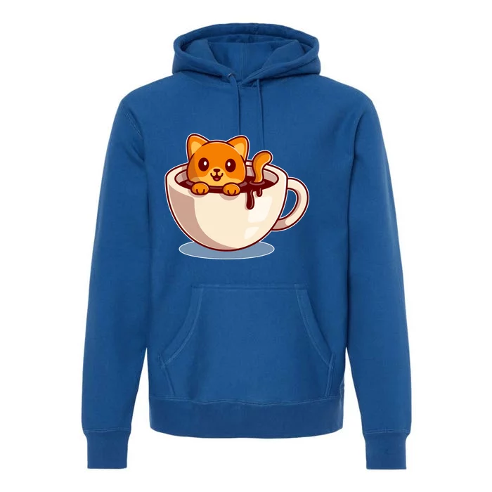 Cute Coffee Kitty Premium Hoodie