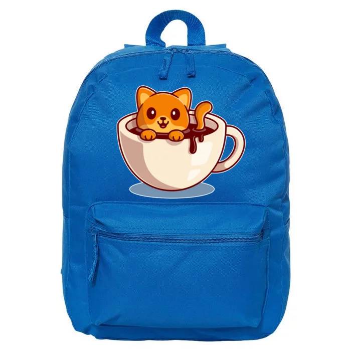 Cute Coffee Kitty 16 in Basic Backpack