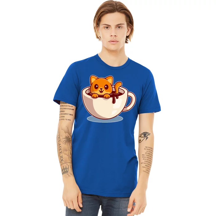 Cute Coffee Kitty Premium T-Shirt