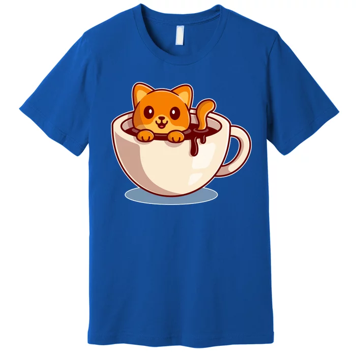 Cute Coffee Kitty Premium T-Shirt