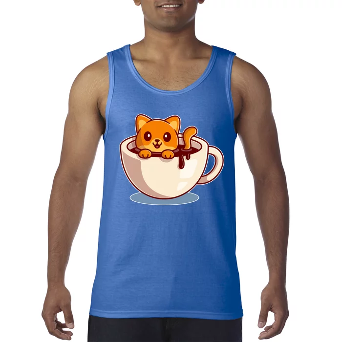 Cute Coffee Kitty Tank Top