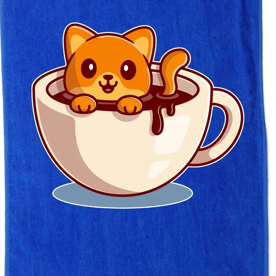 Cute Coffee Kitty Platinum Collection Golf Towel