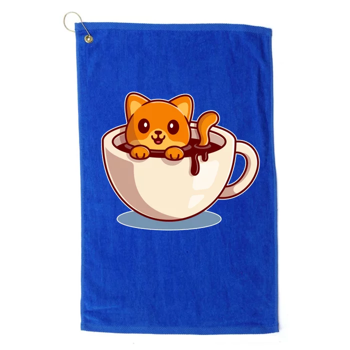 Cute Coffee Kitty Platinum Collection Golf Towel