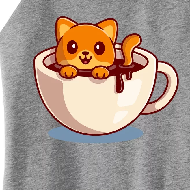 Cute Coffee Kitty Women’s Perfect Tri Rocker Tank