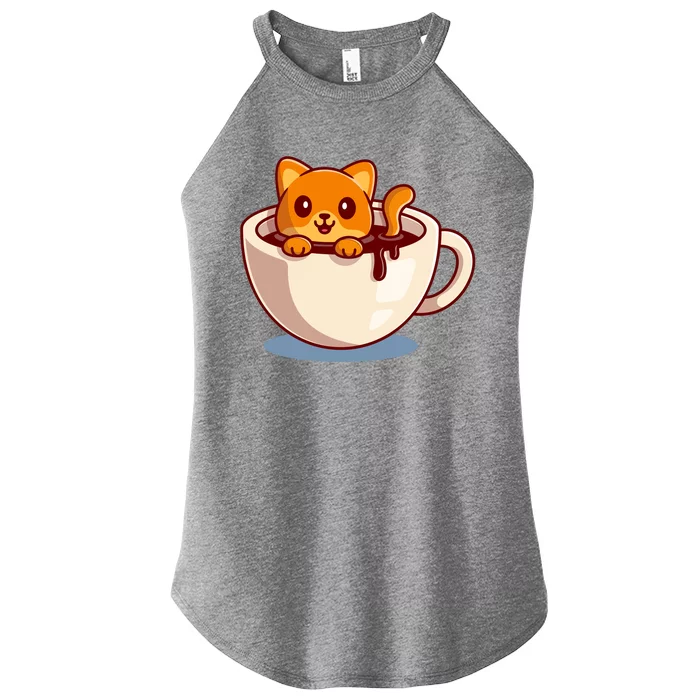 Cute Coffee Kitty Women’s Perfect Tri Rocker Tank