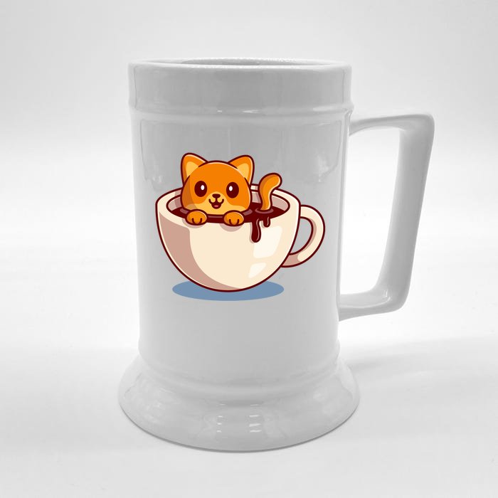 Cute Coffee Kitty Front & Back Beer Stein