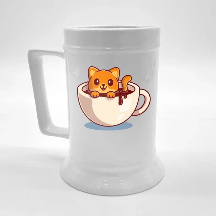 Cute Coffee Kitty Front & Back Beer Stein