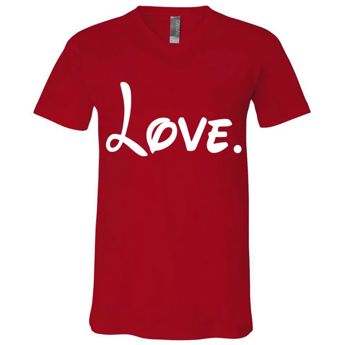 Cute Cursive Love Valentines Day V-Neck T-Shirt