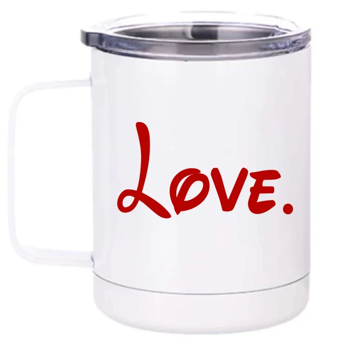 Cute Cursive Love Valentines Day Front & Back 12oz Stainless Steel Tumbler Cup