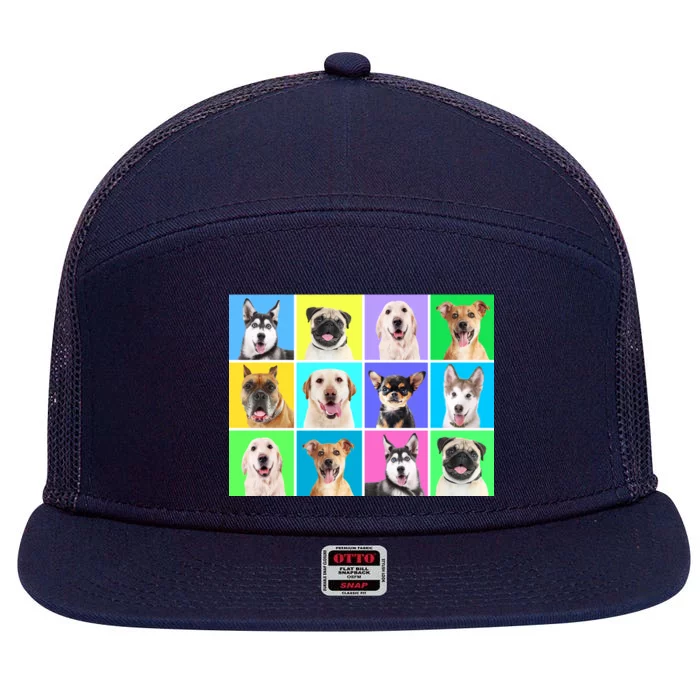 Cute Dogs Portrait 7 Panel Mesh Trucker Snapback Hat