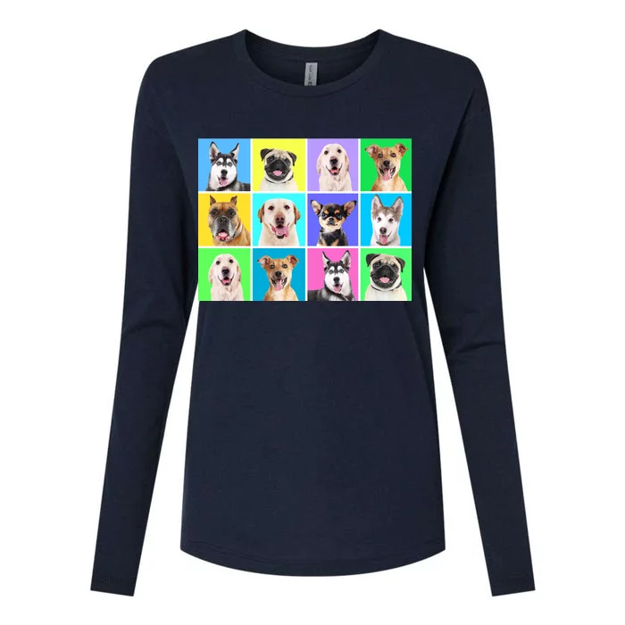 Cute Dogs Portrait Womens Cotton Relaxed Long Sleeve T-Shirt