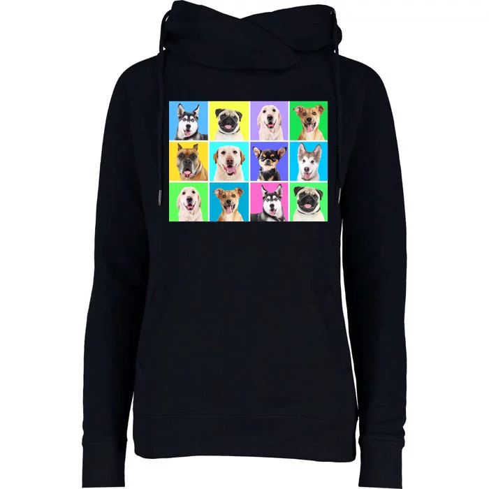 Cute Dogs Portrait Womens Funnel Neck Pullover Hood