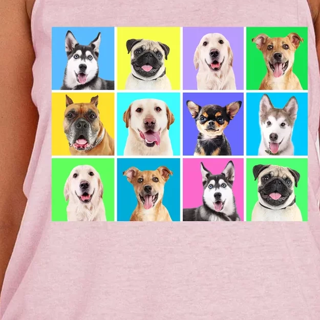 Cute Dogs Portrait Women's Knotted Racerback Tank