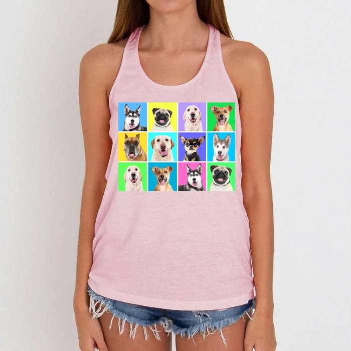 Cute Dogs Portrait Women's Knotted Racerback Tank