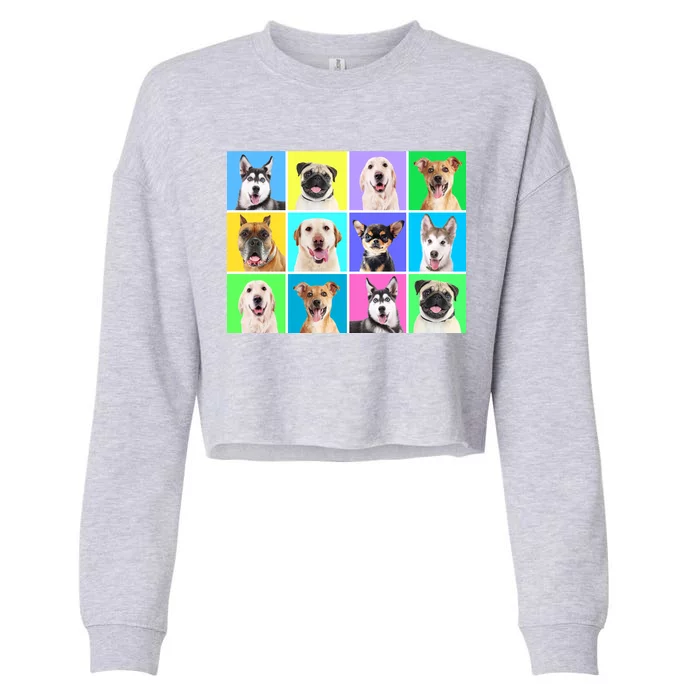 Cute Dogs Portrait Cropped Pullover Crew