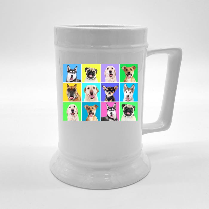 Cute Dogs Portrait Front & Back Beer Stein