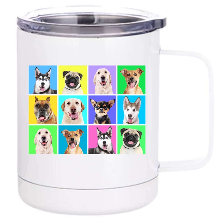 Cute Dogs Portrait Front & Back 12oz Stainless Steel Tumbler Cup