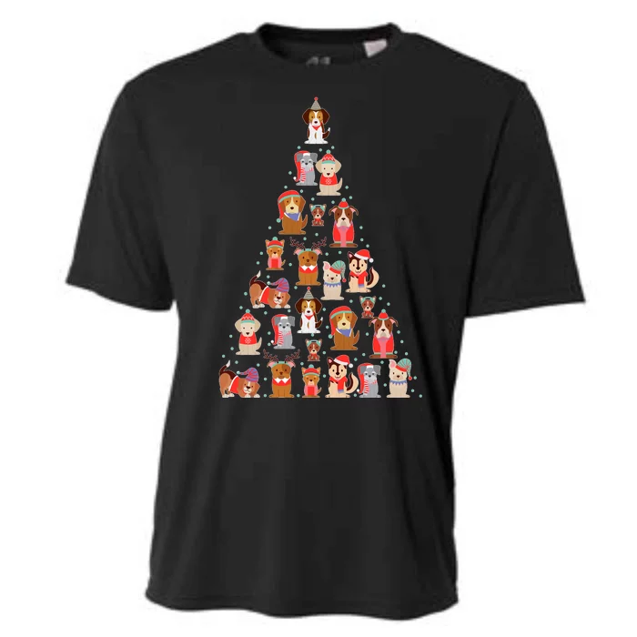 Cute Dogs Puppies Christmas Tree Cooling Performance Crew T-Shirt