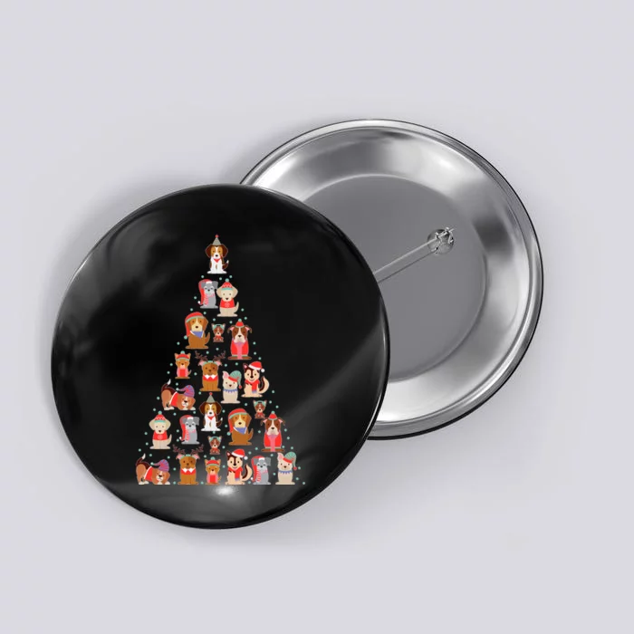 Cute Dogs Puppies Christmas Tree Button