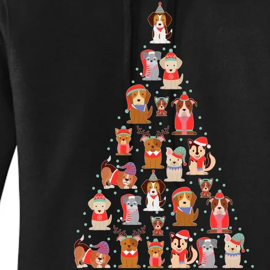 Cute Dogs Puppies Christmas Tree Women's Pullover Hoodie