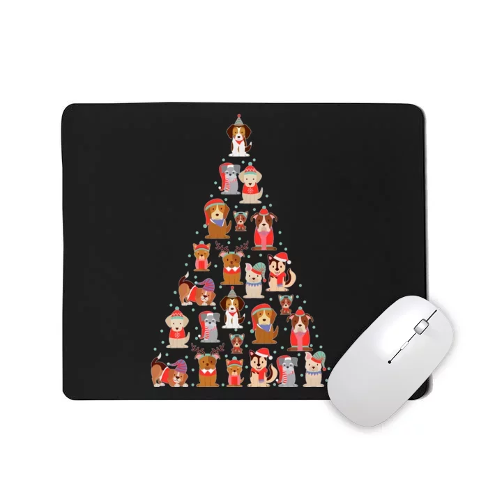 Cute Dogs Puppies Christmas Tree Mousepad